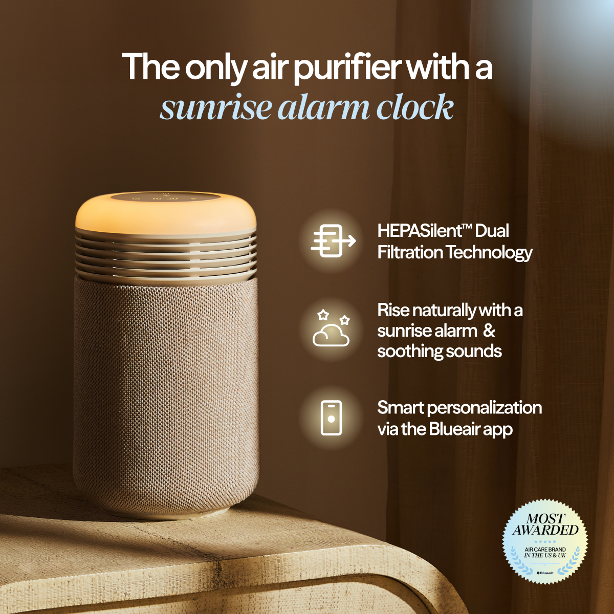 Mini Restful™ Sunrise Clock Air Purifier in Coastal Beige