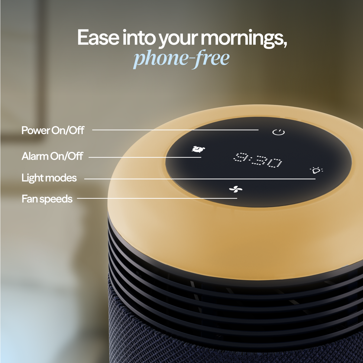 Mini Restful™ Sunrise Clock Air Purifier in Midnight