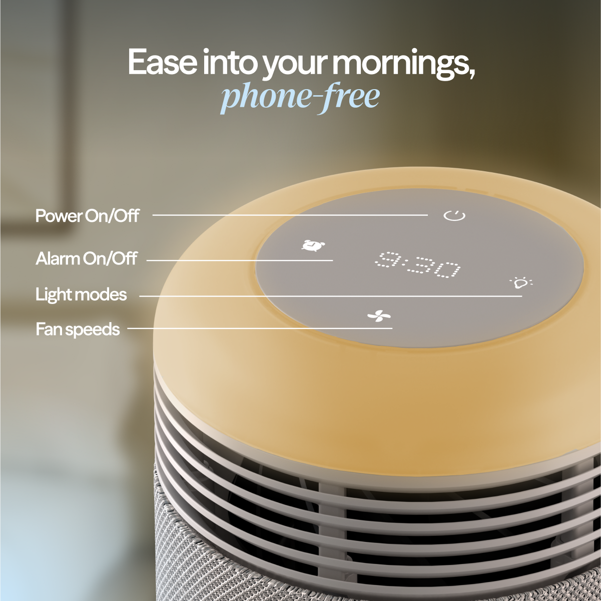 Mini Restful™ Sunrise Clock Air Purifier in Coastal Beige