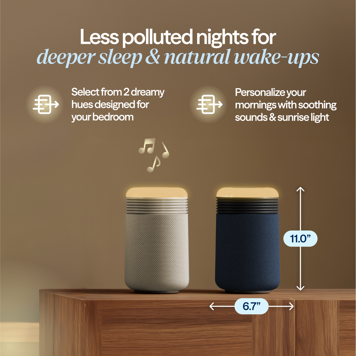 Mini Restful™ Sunrise Clock Air Purifier in Coastal Beige