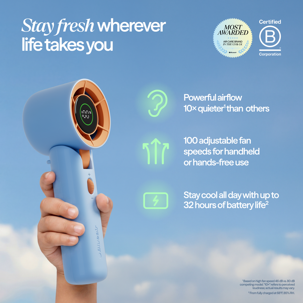 AlwaysCool Portable Handheld Fan - Midsommar Blue