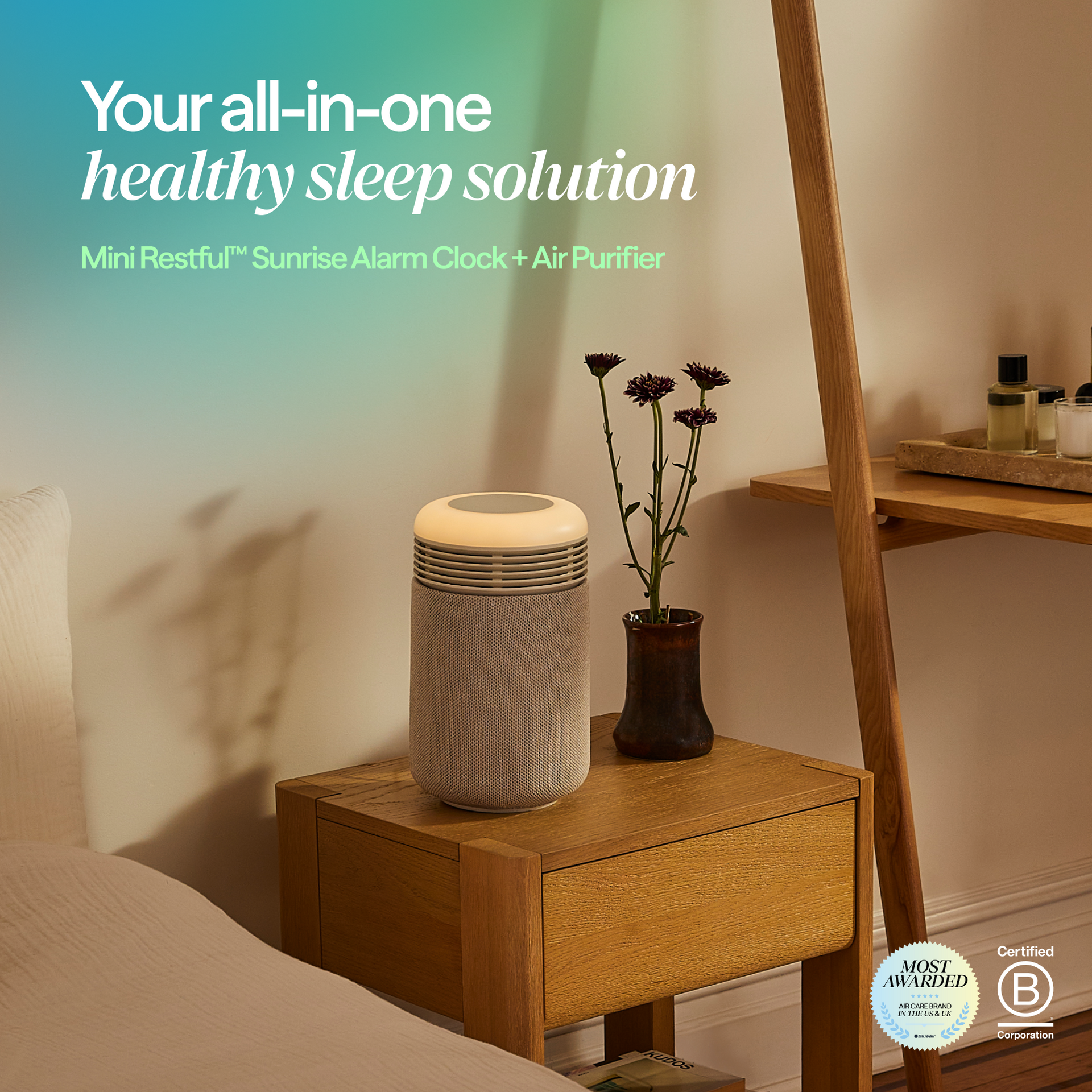 Mini Restful™ Sunrise Clock Air Purifier in Coastal Beige