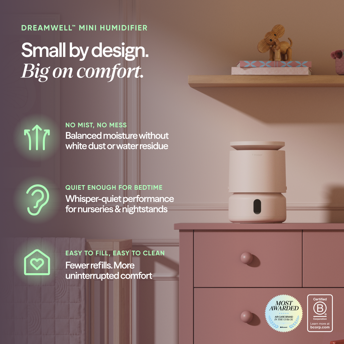 DreamWell™ Humidifier 1/2 Gallon Aurora Blush