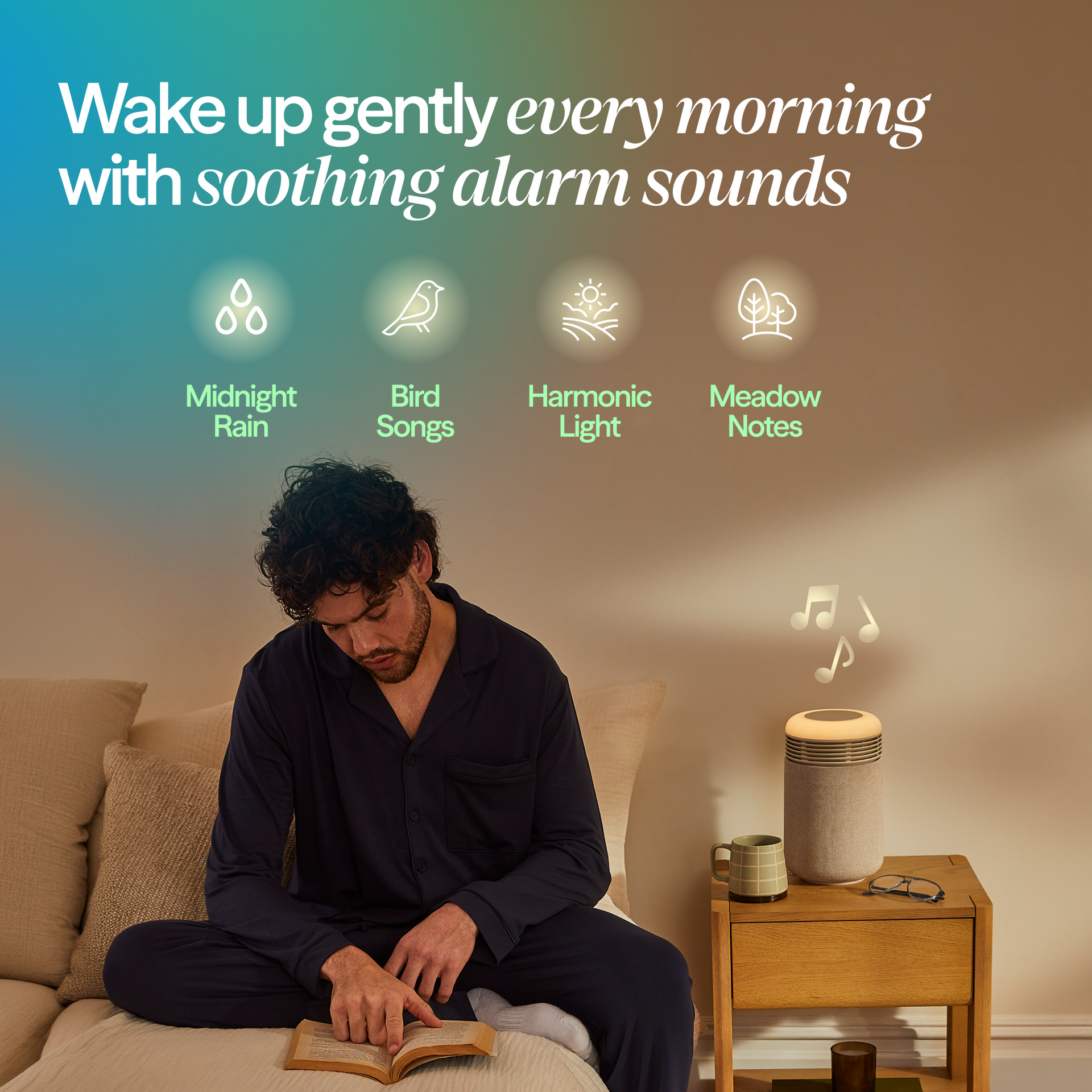 Mini Restful™ Sunrise Clock Air Purifier in Coastal Beige