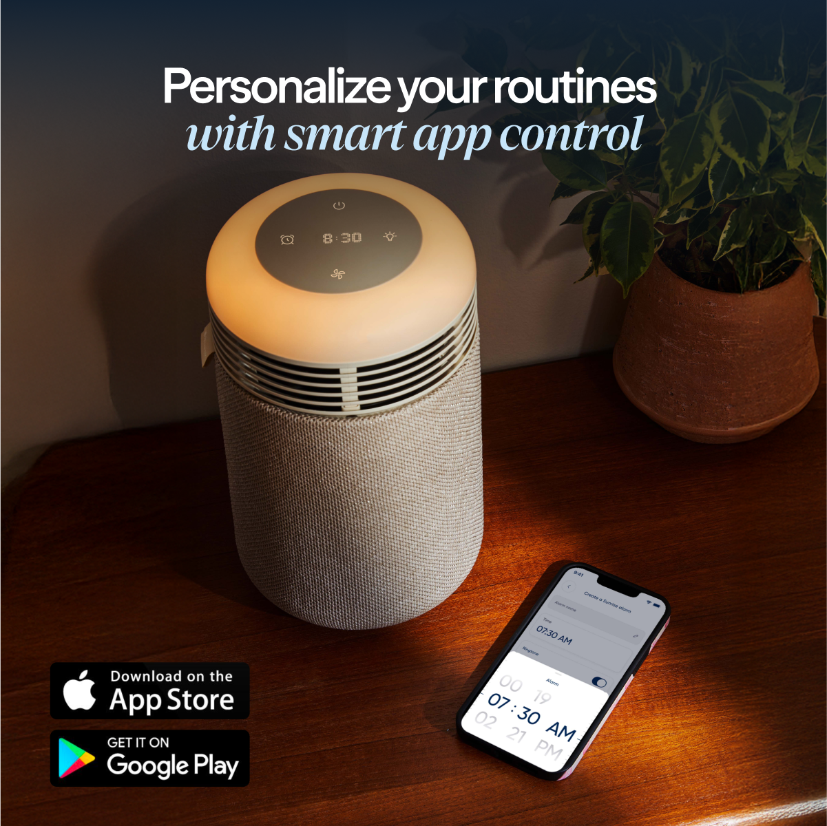 Mini Restful™ Sunrise Clock Air Purifier in Coastal Beige