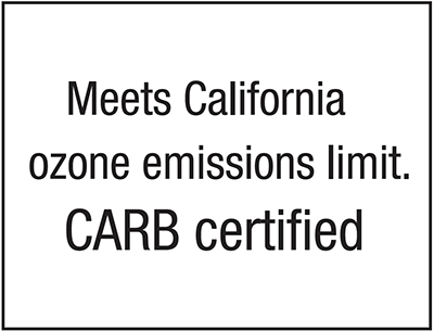 Obraz certyfikatu zgodności z limitami emisji ozonu w Kalifornii