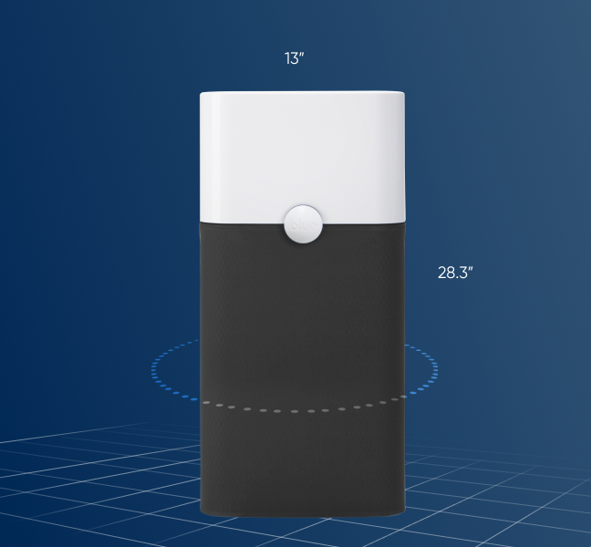 Blueair Graphic showing 360 degree filtration from Blue Pure 121