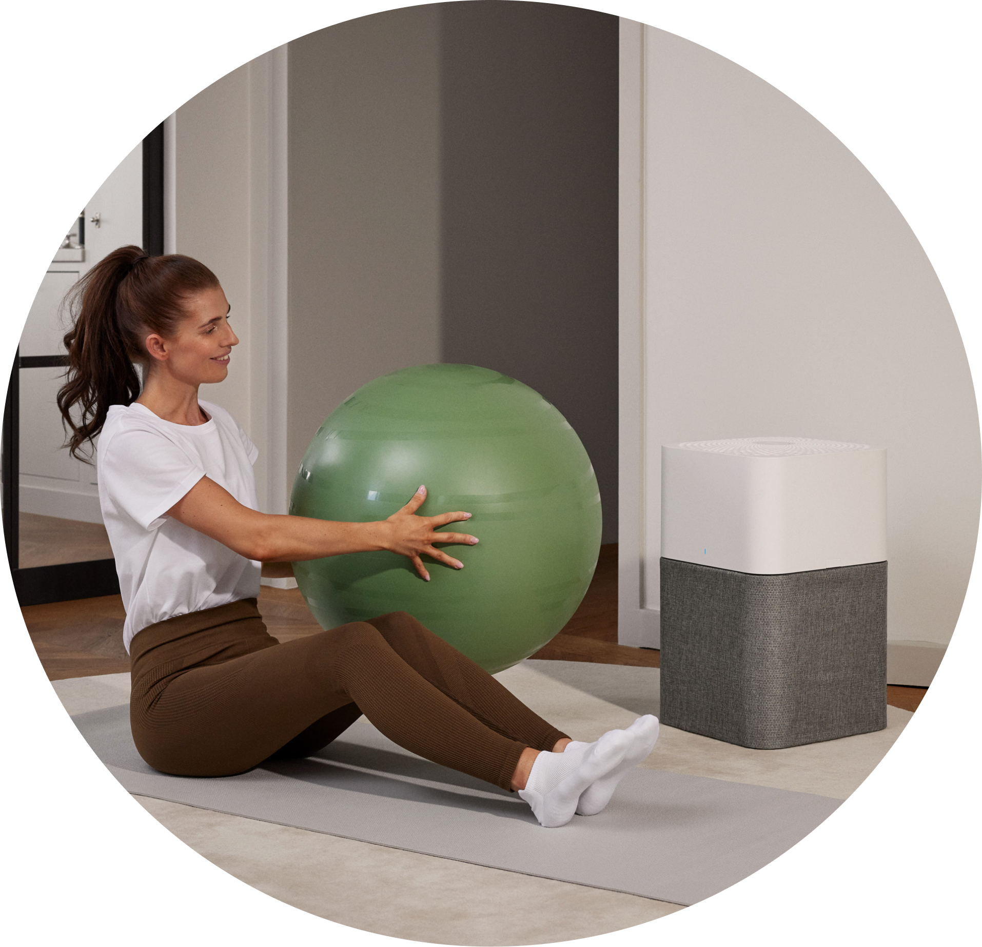 Person with exercise ball